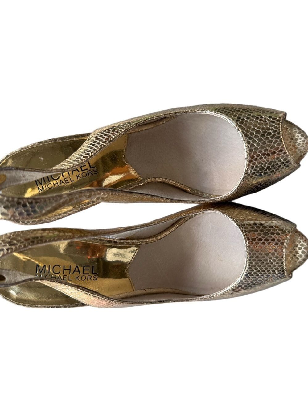 Michael Kors Gold Peep Toe Women's Shoes